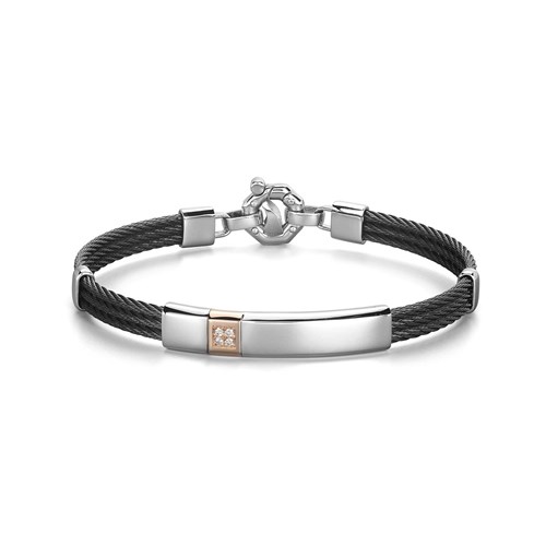 Bracciale Barakà Acciaio Oro Diamanti BR361131